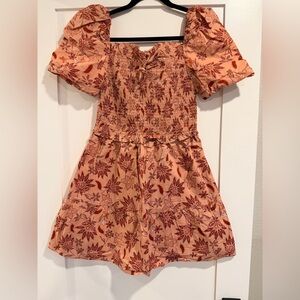 BB Dakota Terracotta Floral Smocked Dress